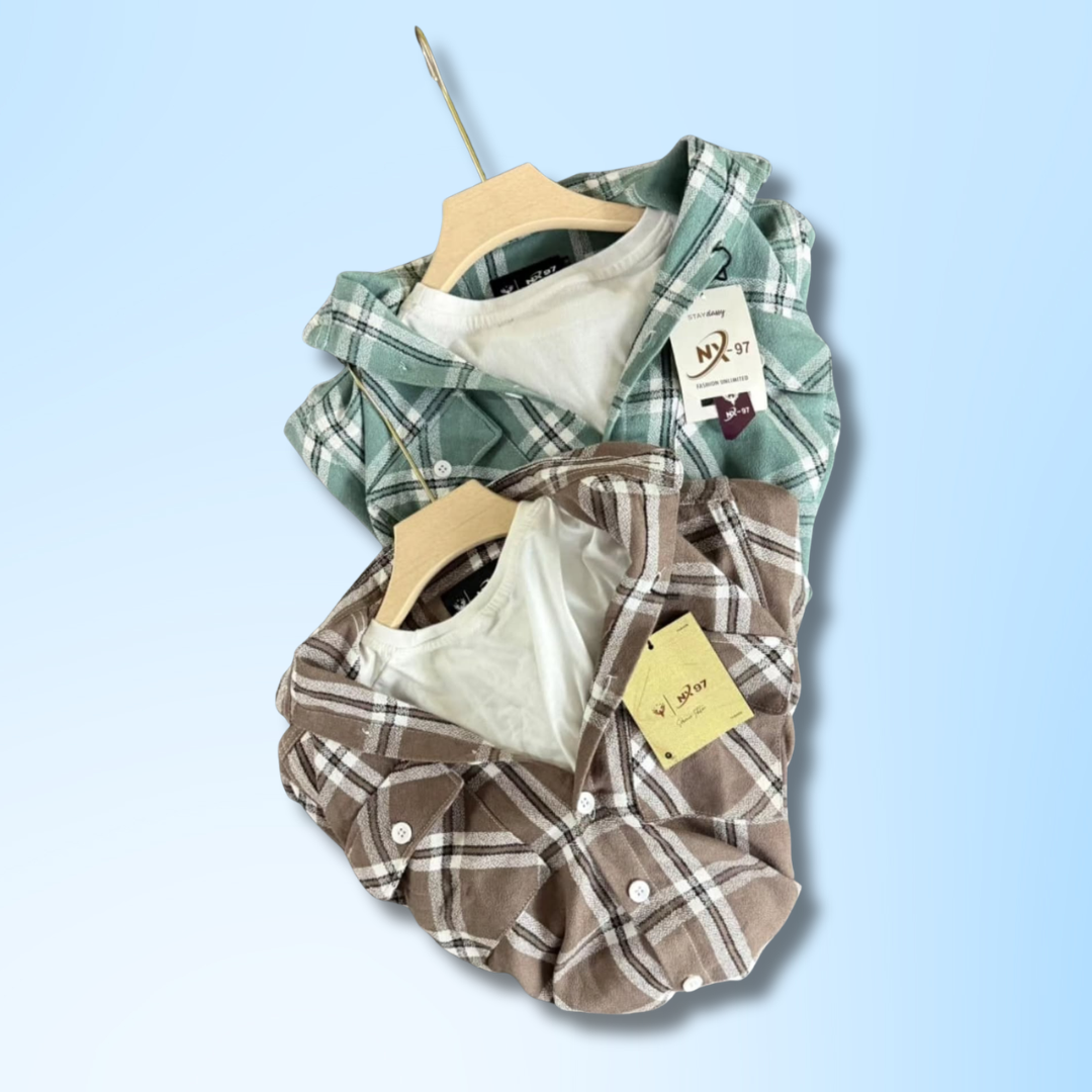 Men’s Navy Blue & Rust Plaid Casual Shirt